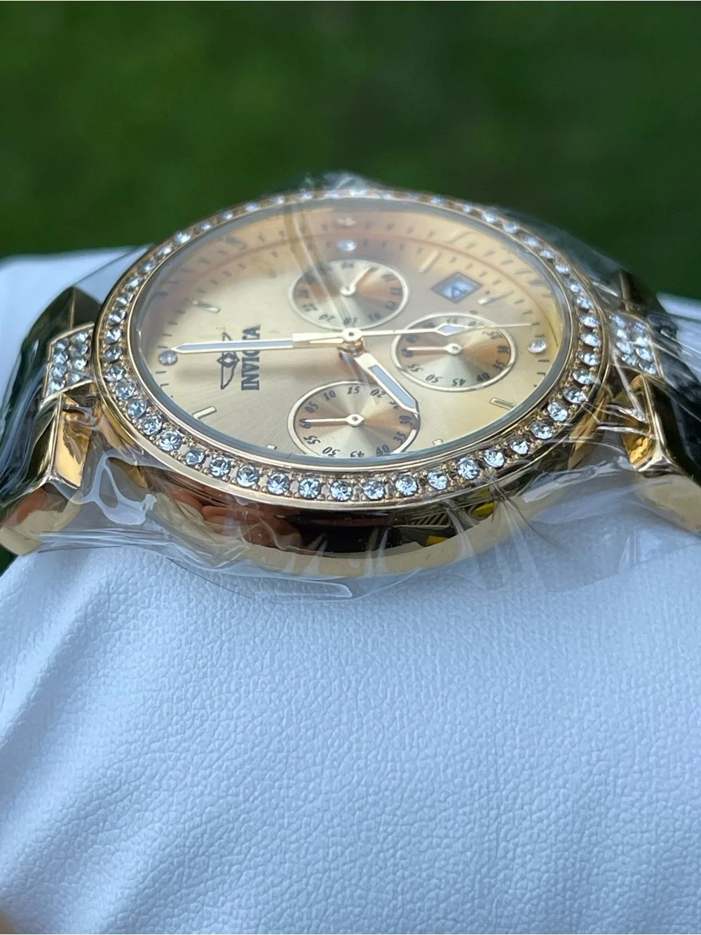 Invicta Celestial Gold Crystal Chronograph Women's Watch with Black Strap 38mm